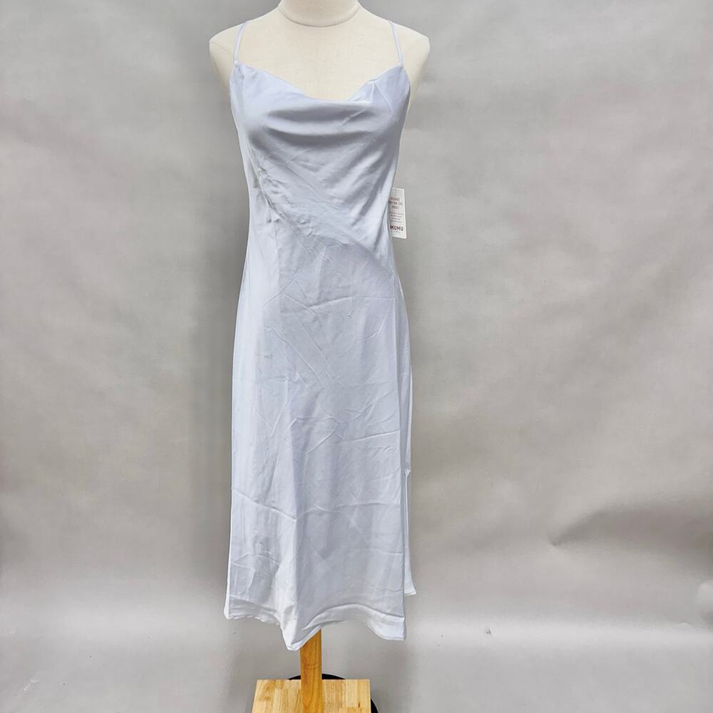 Show Me Your Mumu Verona Cowl Slip Dress in silver size Medium NWT